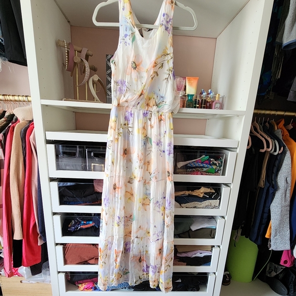 Lara Guidotti Silk blend floral maxi tiered dress made in Italy - Picture 1 of 4